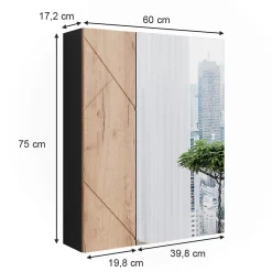 Vicco Armoire de toilette avec miroir Anthracite/chêne doré 60x75cm