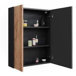 Vicco Armoire de toilette avec miroir Anthracite/chêne doré 60x75cm