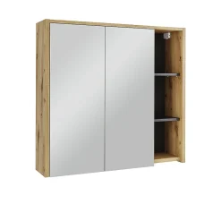 Vicco Armoire de toilette Artisan/gris 80x75cm avec des étagères ouvertes