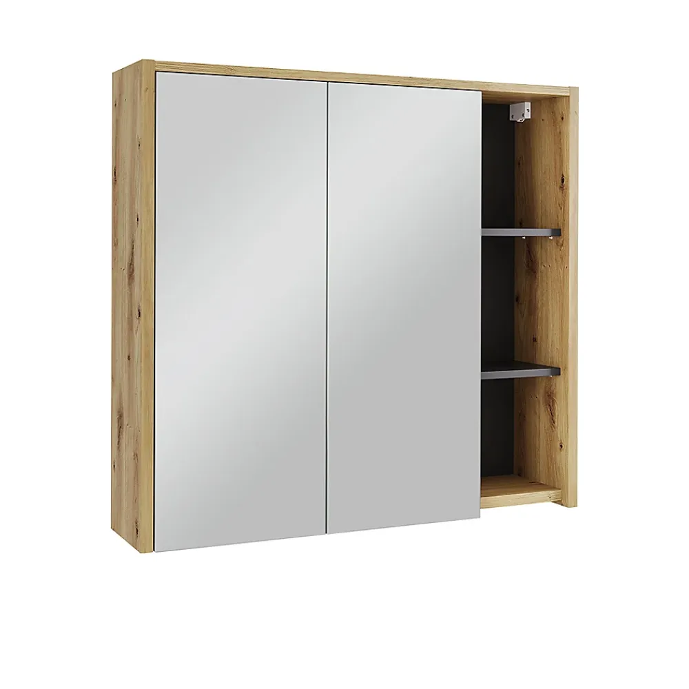 Vicco Armoire de toilette Artisan/gris 80x75cm avec des étagères ouvertes