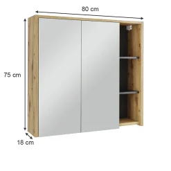 Vicco Armoire de toilette Artisan/gris 80x75cm avec des étagères ouvertes