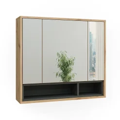 Armoire De Toilette|Vicco Armoire de toilette Chêne Artisan/Anthracite 80x72cm
