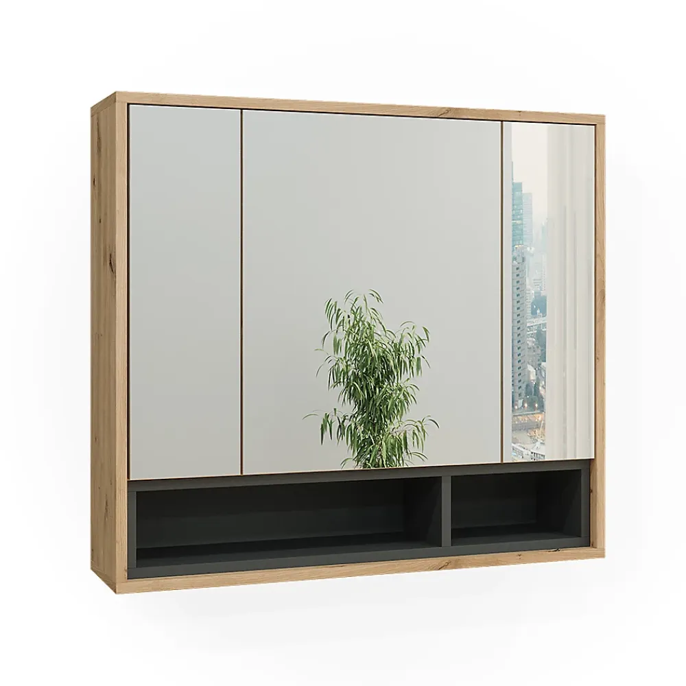 Armoire De Toilette|Vicco Armoire de toilette Chêne Artisan/Anthracite 80x72cm
