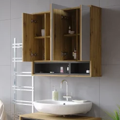 Armoire De Toilette|Vicco Armoire de toilette Chêne Artisan/Anthracite 80x72cm
