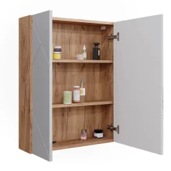 Vicco Armoire de toilette Chêne doré/blanc brillant 60x75cm