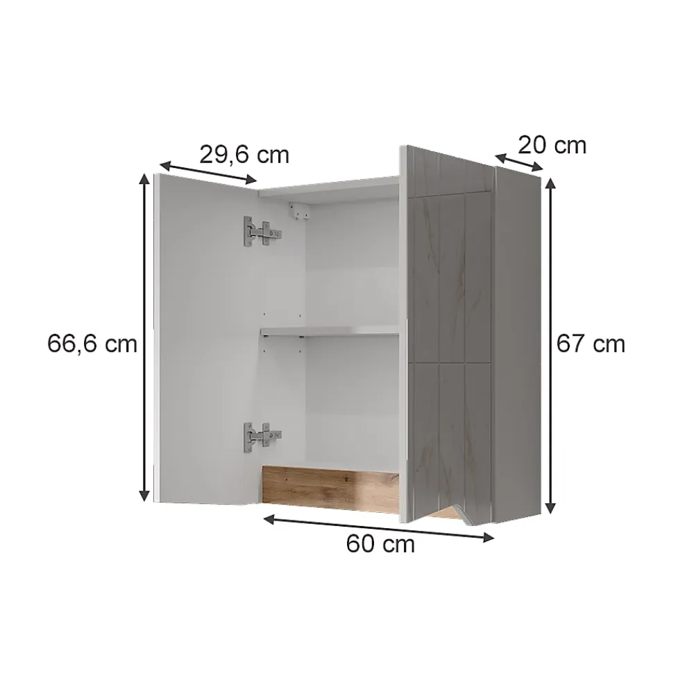 Vicco Armoire de toilette Blanc/Artisan 60x67cm avec étagère réglable en hauteur