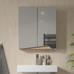 Vicco Armoire de toilette Blanc/Artisan 60x67cm avec étagère réglable en hauteur