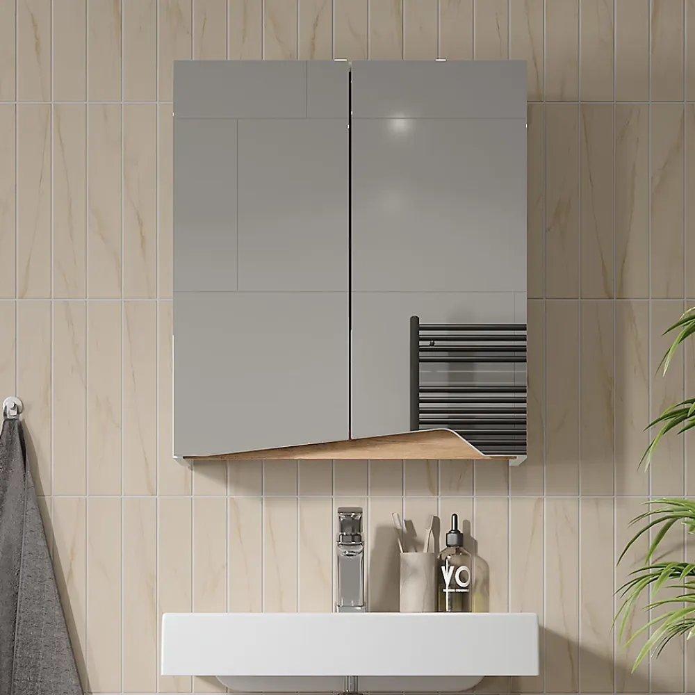 Vicco Armoire de toilette Blanc/Artisan 60x67cm avec étagère réglable en hauteur