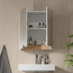 Vicco Armoire de toilette Blanc/Artisan 60x67cm avec étagère réglable en hauteur