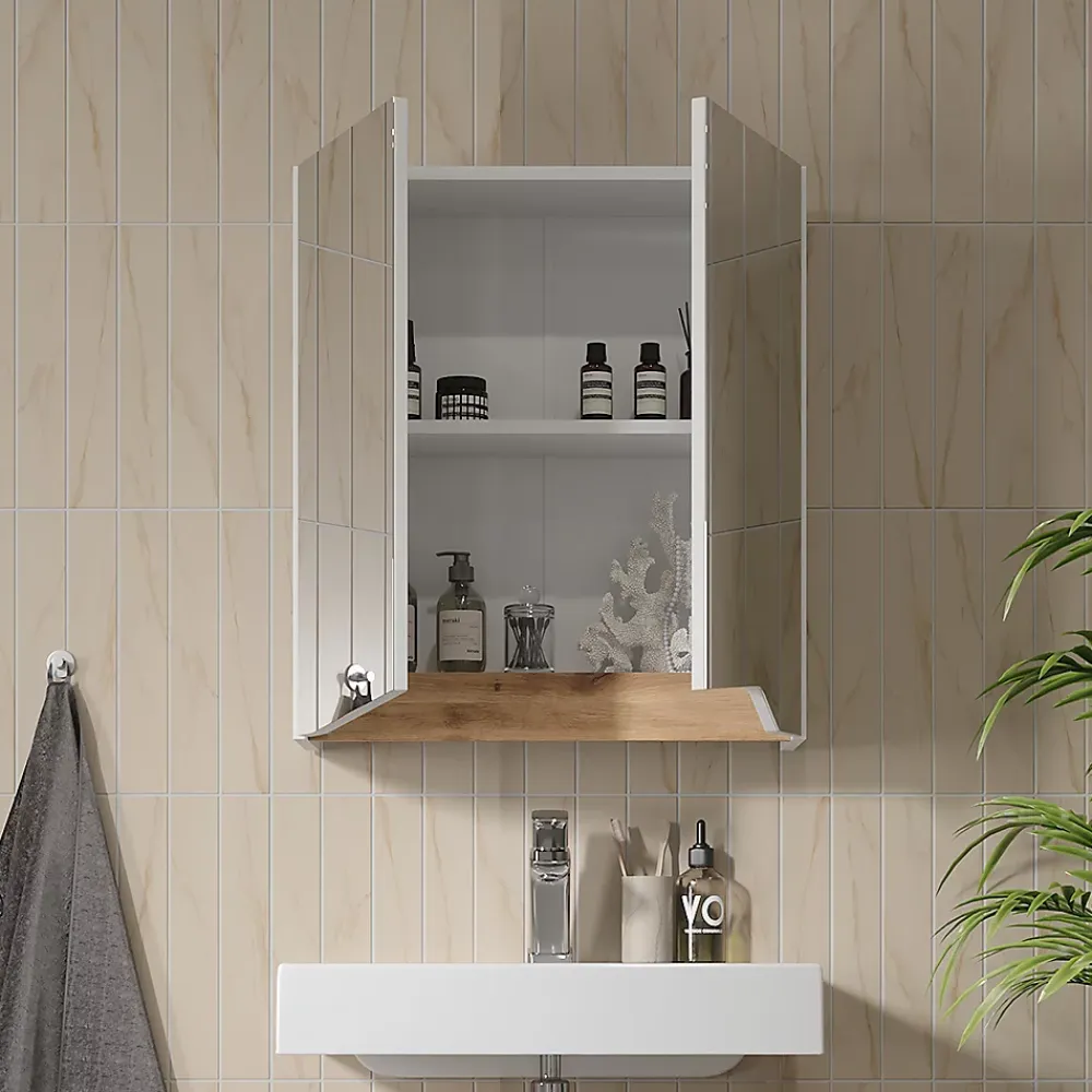 Vicco Armoire de toilette Blanc/Artisan 60x67cm avec étagère réglable en hauteur