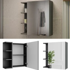 Armoire De Toilette|Vicco Armoire de toilette Anthracite 62x64cm