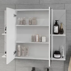 Vicco Armoire de toilette blanc/blanc brillant 100x75cm avec 2 portes