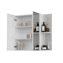 Vicco Armoire de toilette blanc/blanc brillant 100x75cm avec 2 portes