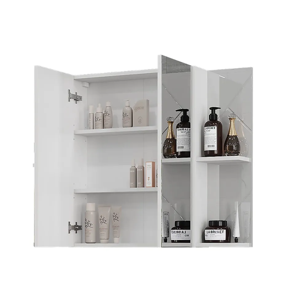 Vicco Armoire de toilette blanc/blanc brillant 100x75cm avec 2 portes