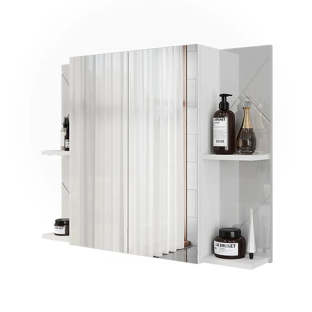 Vicco Armoire de toilette blanc/blanc brillant 100x75cm avec 2 portes