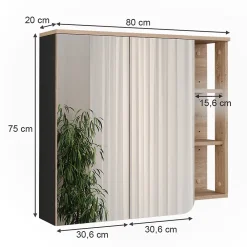 Vicco Armoire de toilette Sonoma/Anthracite 80x75cm