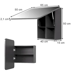Vicco Armoire de toilette Anthracite 65x50cm avec des étagères