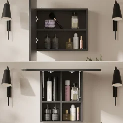 Vicco Armoire de toilette Anthracite 65x50cm avec des étagères
