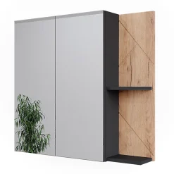 Vicco Armoire de toilette Anthracite/chêne doré 80x75cm