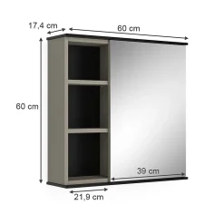 Vicco Armoire de toilette Grège 60x60cm avec miroir