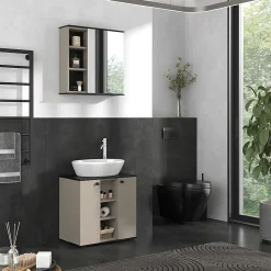 Vicco Armoire de toilette Grège 60x60cm avec miroir