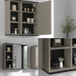 Vicco Armoire de toilette Grège 60x60cm avec miroir