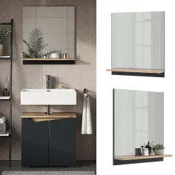Armoire De Toilette|Vicco Armoire de toilette Anthracite 60x67cm avec étagère