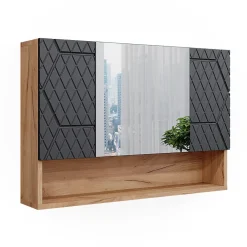 Vicco Armoire de toilette Anthracite avec structure en nid dabeille 80.1x55cm