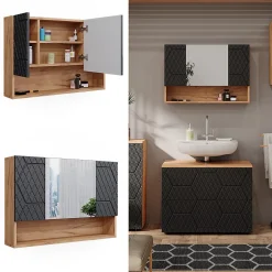 Vicco Armoire de toilette Anthracite avec structure en nid dabeille 80.1x55cm