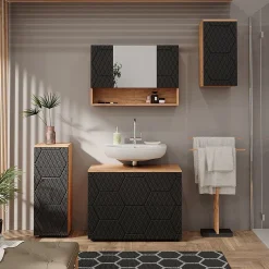 Vicco Armoire de toilette Anthracite avec structure en nid dabeille 80.1x55cm