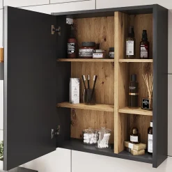 Vicco Armoire de toilette Gris/Artisan 60x75cm avec des étagères ouvertes