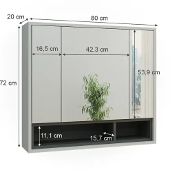 Vicco Armoire de toilette Gris/Anthracite 80x72cm