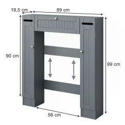 Meuble Wc|Vicco Armoire de toilette Gris 89x99cm avec 2 distributeurs de papier toilette