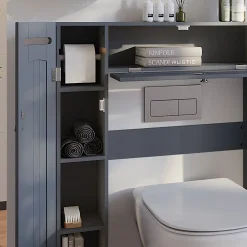 Meuble Wc|Vicco Armoire de toilette Gris 89x99cm avec 2 distributeurs de papier toilette