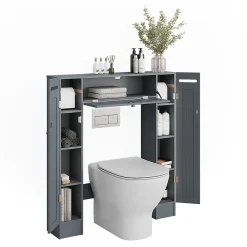 Meuble Wc|Vicco Armoire de toilette Gris 89x99cm avec 2 distributeurs de papier toilette