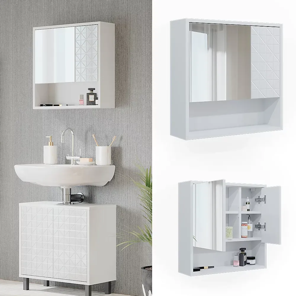 Armoire De Toilette|Vicco Armoire de toilette Blanc 54x53cm