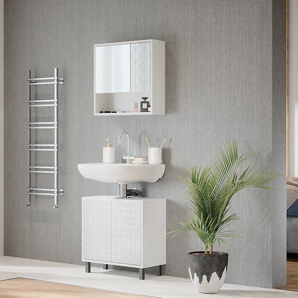 Armoire De Toilette|Vicco Armoire de toilette Blanc 54x53cm