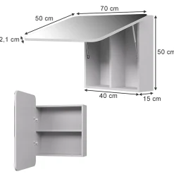 Armoire De Toilette|Vicco Armoire de toilette Blanc 70x50cm avec des étagères