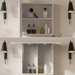 Armoire De Toilette|Vicco Armoire de toilette Blanc 70x50cm avec des étagères