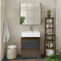 Vicco Armoire de toilette Anthracite Haute brillance 67.4x68cm