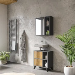 Armoire De Toilette|Vicco Armoire de toilette Anthracite 60x60cm