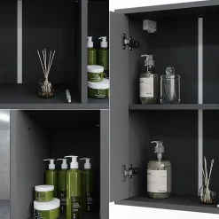 Armoire De Toilette|Vicco Armoire de toilette Anthracite 60x60cm