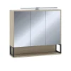 Armoire De Toilette|Vicco Armoire de toilette Chêne/noir 80x71.5cm avec lumière LED