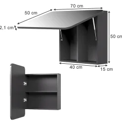 Armoire De Toilette|Vicco Armoire de toilette Anthracite 70x50cm avec des étagères