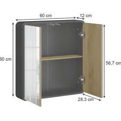 Vicco armoire de toilette Anthracite 60x60cm