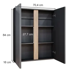 Vicco Armoire de toilette Anthracite 70.4x84cm avec 2 portes