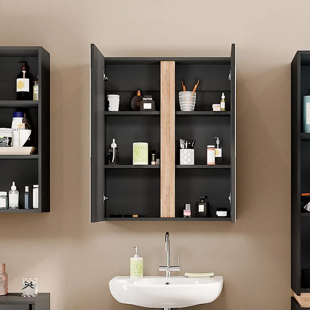 Vicco Armoire de toilette Anthracite 70.4x84cm avec 2 portes