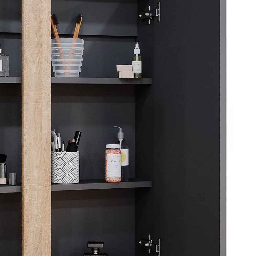 Vicco Armoire de toilette Anthracite 70.4x84cm avec 2 portes