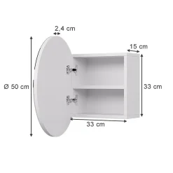 Armoire De Toilette|Vicco Armoire de toilette Blanc 50x50cm avec 2 compartiments