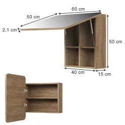 Armoire De Toilette|Vicco Armoire de toilette Chêne de force doré 60x50cm avec des étagères